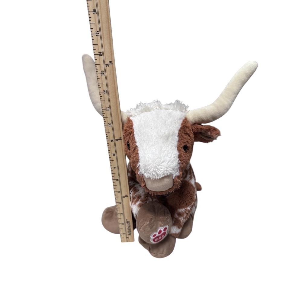 Build-A-Bear Texas Longhorn Spotted Cow Steer Bull Stuffed Plushie Animal 14" - Picture 7 of 11